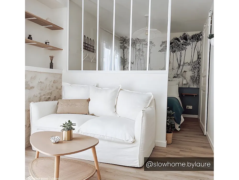 Vente-unique Verrière atelier en aluminium thermolaqué - 180x105 cm - Blanc - BAYVIEW- Verrière