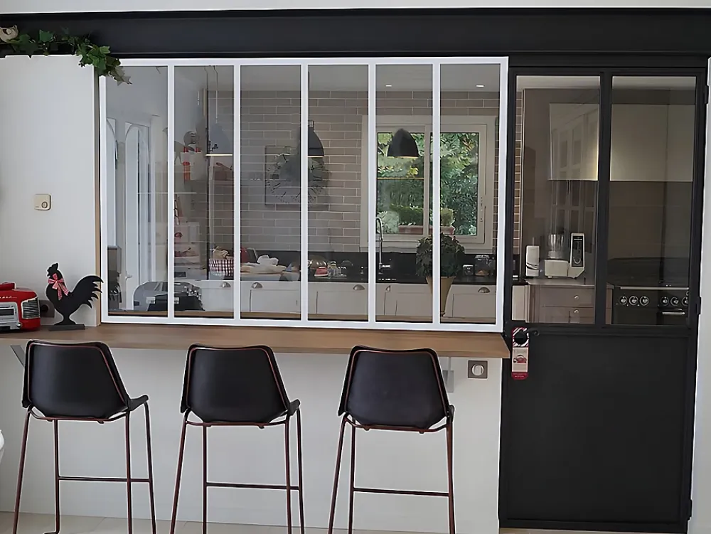 Vente-unique Verrière atelier en aluminium thermolaqué - 180x130 cm - Blanc - BAYVIEW- Verrière