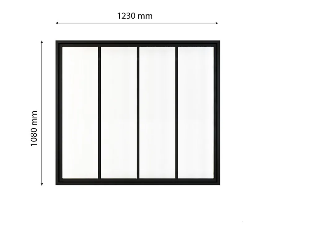 Schulte Verrière<Verrière atelier - H.108xl.123 - 4 vitrages - transparent- cadre et profilés noir mat