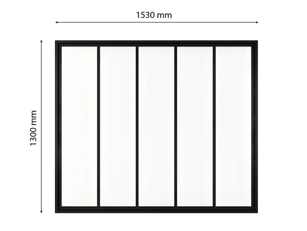 Schulte Verrière atelier - H.130xl.153- 5 vitrages - transparent- cadre et profilés noir mat- Verrière