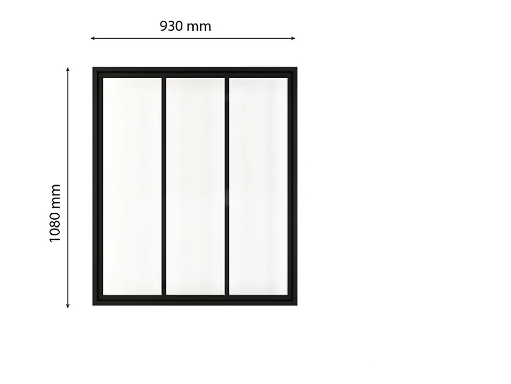 Schulte Verrière atelier - H.108xl.93 - 3 vitrages - transparent - cadre et profilés noir mat- Verrière