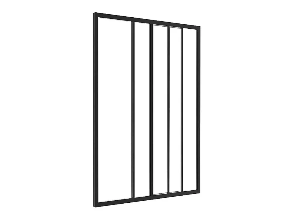 Vente-unique Verrière coulissante en aluminium thermolaqué noir 90 x 130 cm - RAVENA- Verrière