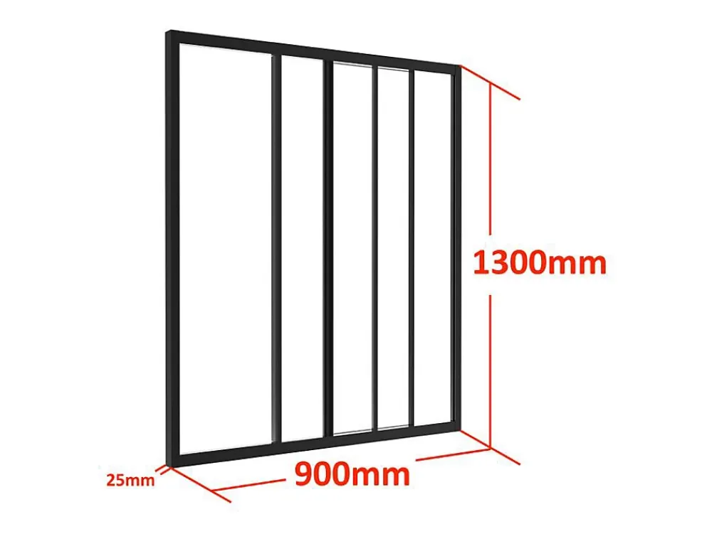 Vente-unique Verrière coulissante en aluminium thermolaqué noir 90 x 130 cm - RAVENA- Verrière