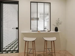 Vente-unique Verrière coulissante en aluminium thermolaqué noir 90 x 130 cm - RAVENA- Verrière