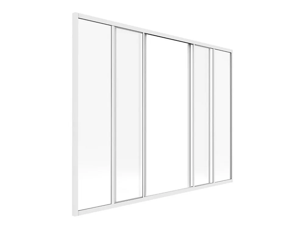 Vente-unique Verrière coulissante en aluminium thermolaqué blanc 180x130 cm - RAVENA- Verrière