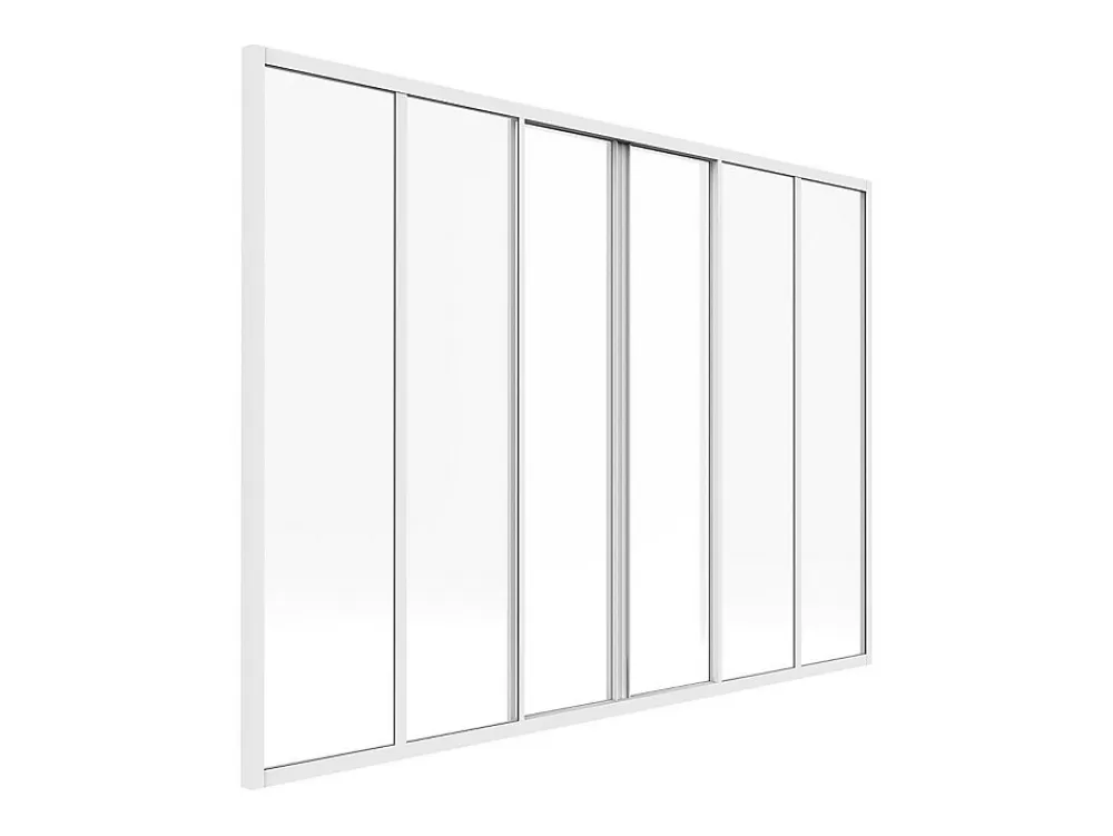 Vente-unique Verrière coulissante en aluminium thermolaqué blanc 180x130 cm - RAVENA- Verrière