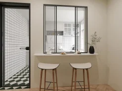 Vente-unique Verrière<Verrière coulissante en aluminium thermolaqué noir 120x130 cm - RAVENA