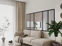 Vente-unique Verrière coulissante en aluminium thermolaqué noir 180x105 cm - RAVENA- Verrière