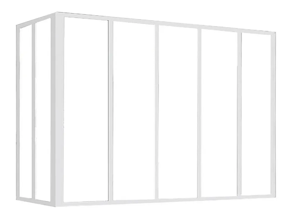 Vente-unique Verrière<Verrière d'angle atelier en aluminium thermolaqué - L150 x L60 x H105 cm - Blanc - BAYVIEW