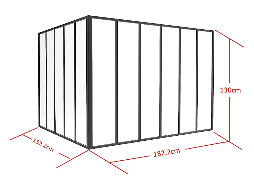 Vente-unique Verrière<Verrière d'angle d'atelier en aluminium thermolaqué - L180 x L150 x H130 - Noir - BAYVIEW