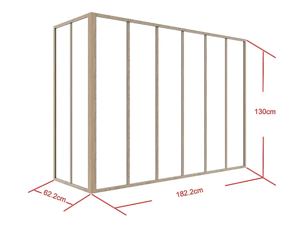 Vente-unique Verrière<Verrière d'angle d'atelier en aluminium thermolaqué - L180 x L60 x H130 - Naturel clair - BAYVIEW