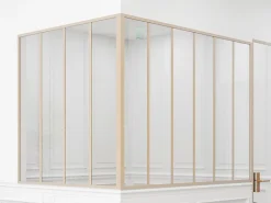 Vente-unique Verrière d'angle d'atelier en aluminium thermolaqué - L180 x L120 x H130 - Naturel clair - BAYVIEW- Verrière