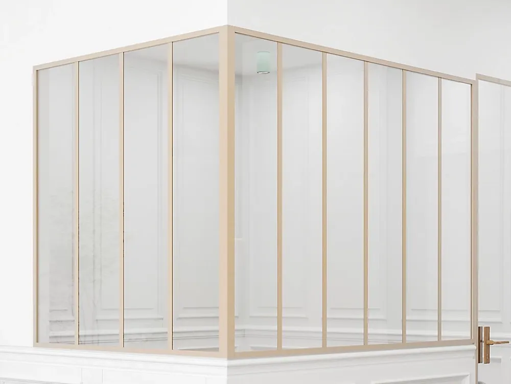 Vente-unique Verrière d'angle d'atelier en aluminium thermolaqué - L180 x L120 x H130 - Naturel clair - BAYVIEW- Verrière