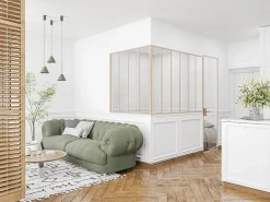 Vente-unique Verrière d'angle d'atelier en aluminium thermolaqué - L180 x L120 x H130 - Naturel clair - BAYVIEW- Verrière