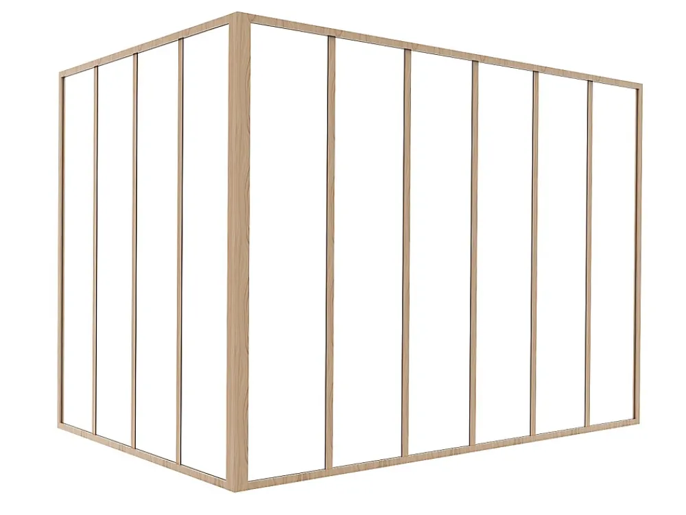 Vente-unique Verrière d'angle d'atelier en aluminium thermolaqué - L180 x L120 x H130 - Naturel clair - BAYVIEW- Verrière