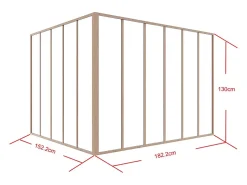 Vente-unique Verrière d'angle d'atelier en aluminium thermolaqué - L180 x L150 x H130 - Naturel clair - BAYVIEW- Verrière