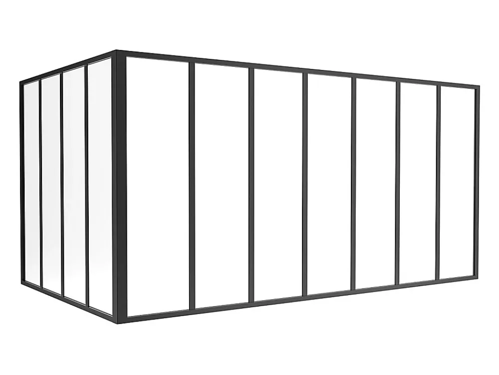 Vente-unique Verrière d'angle d'atelier en aluminium thermolaqué - L210 x L120 x H105 - Noir - BAYVIEW- Verrière