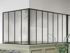 Vente-unique Verrière d'angle d'atelier en aluminium thermolaqué - L210 x L120 x H105 - Noir - BAYVIEW- Verrière