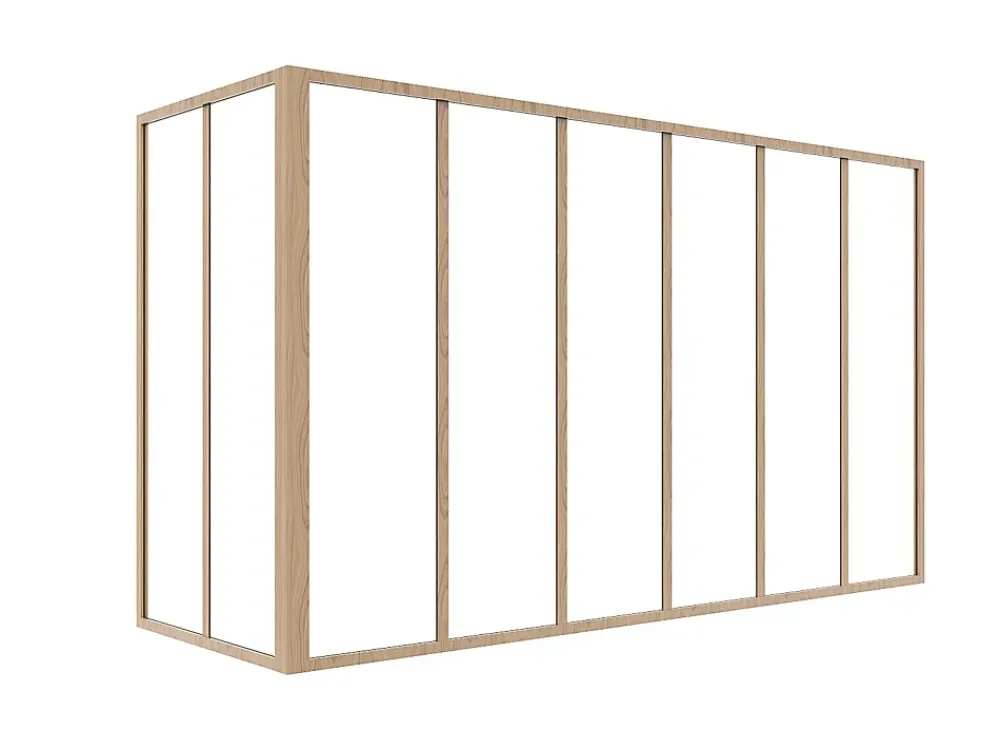 Vente-unique Verrière d'angle d'atelier en aluminium thermolaqué - L180 x L60 x H105 - Naturel clair - BAYVIEW- Verrière