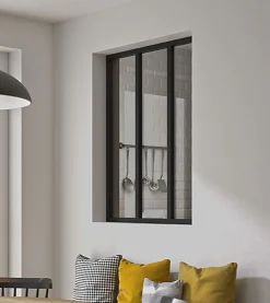 Optimum Verrière en aluminium noir 3 carreaux H.110 x 93,2 cm- Verrière