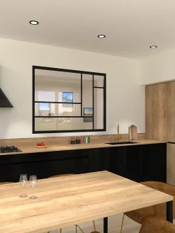Verrière fixe en acier design noir H 105 X L 135cm- Verrière