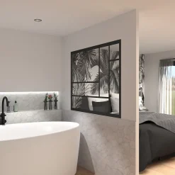 Verrière fixe en acier design noir H 105 X L 135cm- Verrière