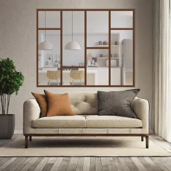 MySystem Verrière Loft 4 sections - L x H : 180 x 150 cm - Laqué effet rouille granité - vitrages inclus- Verrière