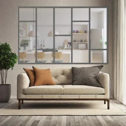 MySystem Verrière Loft 5 sections - L x H : 200 x 125 cm - Laqué gris 7016 granité - vitrages inclus- Verrière