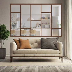 MySystem Verrière Loft 5 sections - L x H : 180 x 150 cm - Laqué effet rouille granité - vitrages inclus- Verrière