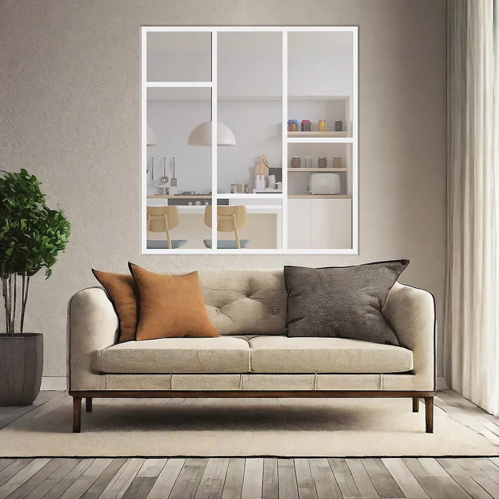 MySystem Verrière<Verrière Loft 3 sections - L x H : 120 x 125 cm - Laqué blanc 9003 granité - vitrages inclus