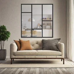 MySystem Verrière Loft 3 sections - L x H : 140 x 125 cm - Laqué noir 9005 granité - vitrages inclus- Verrière