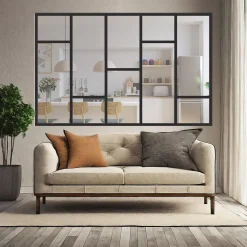 MySystem Verrière Loft 5 sections - L x H : 200 x 150 cm - Laqué noir 9005 granité - vitrages inclus- Verrière