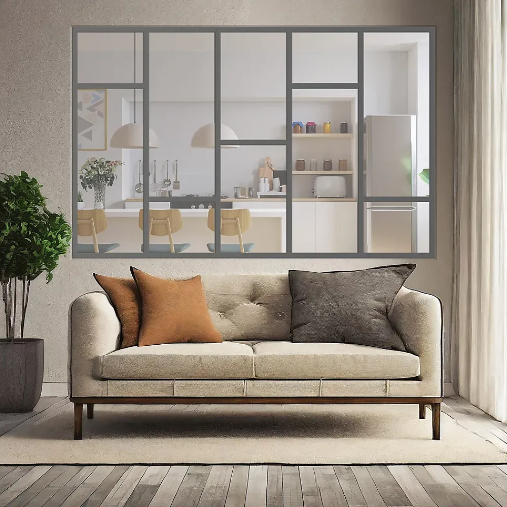 MySystem Verrière<Verrière Loft 5 sections - L x H : 180 x 125 cm - Laqué gris 7016 granité - vitrages inclus