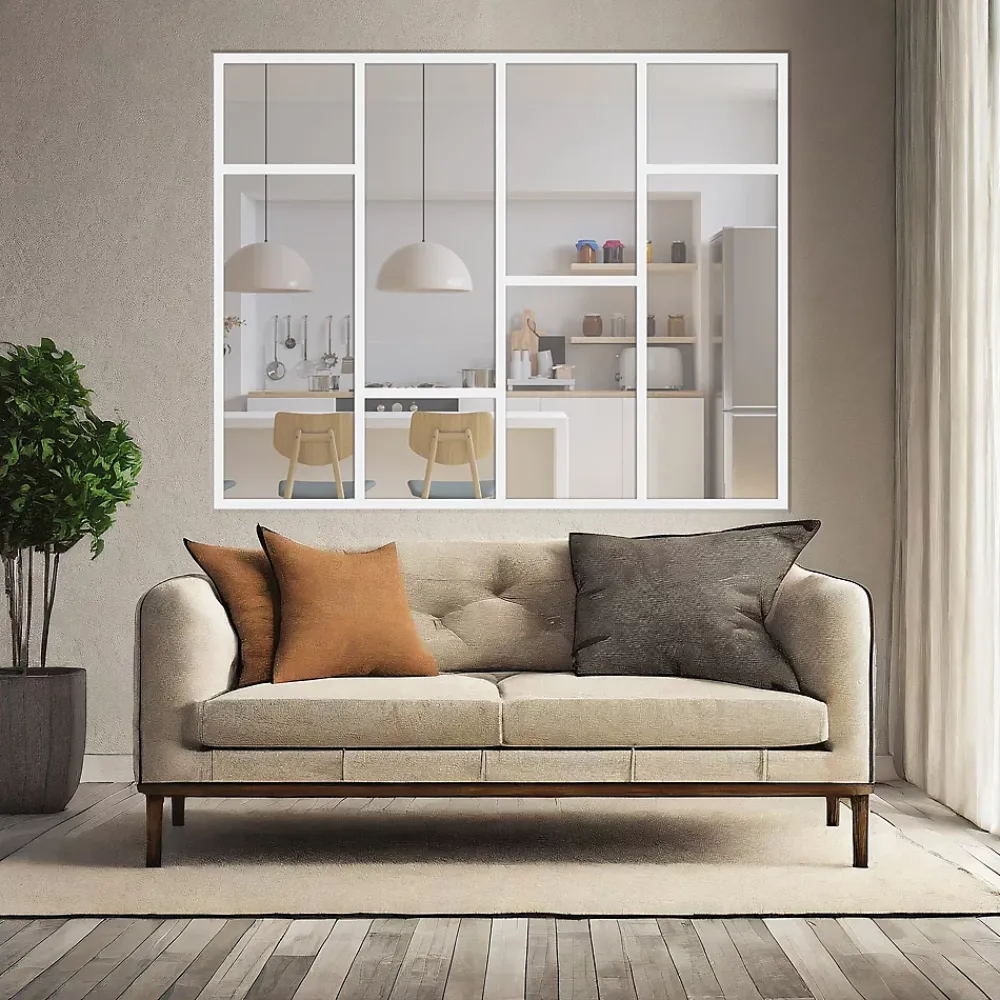 MySystem Verrière Loft 4 sections - L x H : 180 x 125 cm - Laqué blanc 9003 granité - vitrages inclus- Verrière