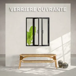 Mon Marché Déco Verrière<Verrière Ouvrante en Acier 3 Carreaux - Noir