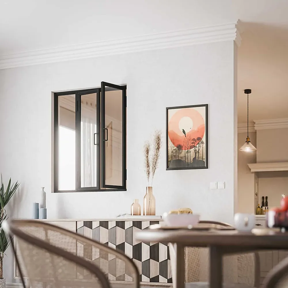 Mon Marché Déco Verrière<Verrière Ouvrante en Acier 3 Carreaux - Noir