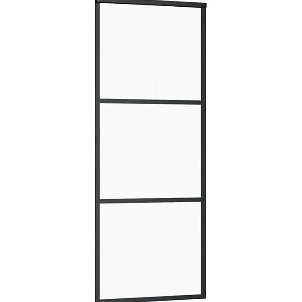 Vidaxl Porte Coulissante<Porte coulissante Verre ESG et aluminium 76x205 cm Noir, 76 x 205 cm (l x H)