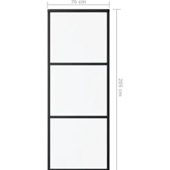 Vidaxl Porte Coulissante<Porte coulissante Verre ESG et aluminium 76x205 cm Noir, 76 x 205 cm (l x H)