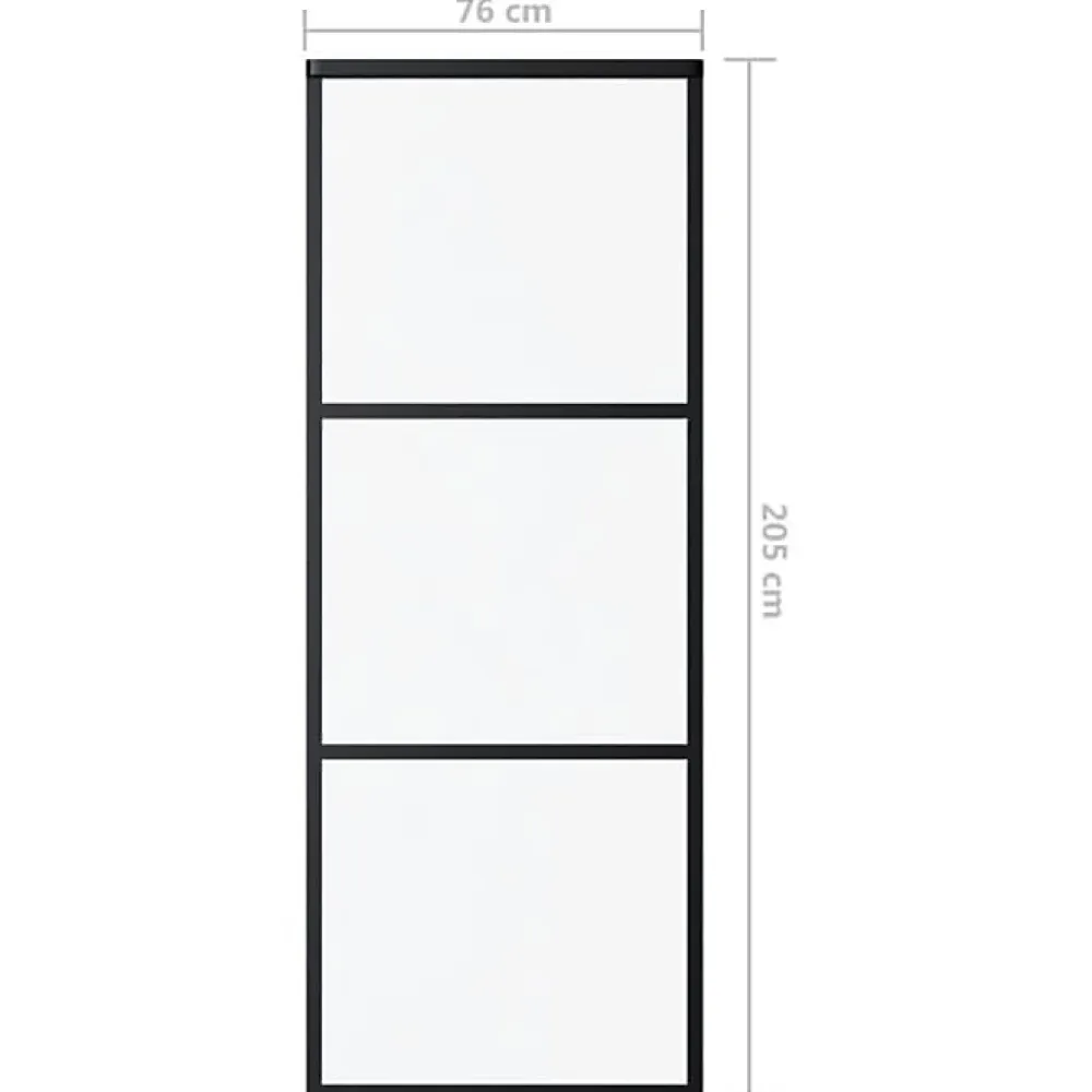 Vidaxl Porte Coulissante<Porte coulissante Verre ESG et aluminium 76x205 cm Noir, 76 x 205 cm (l x H)