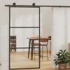 Vidaxl Porte coulissante Verre ESG et aluminium 102x205 cm Noir, 29.11 kg- Porte Coulissante