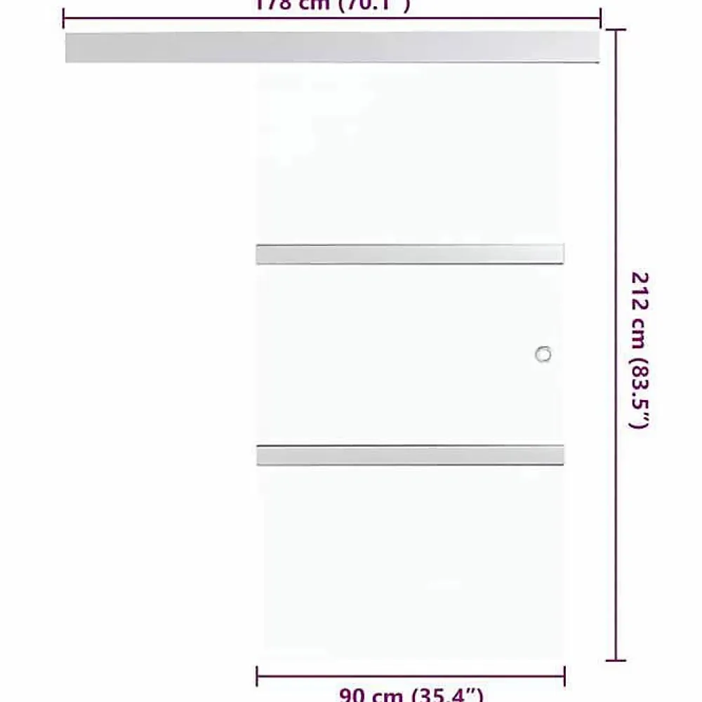 Vidaxl Porte Coulissante Porte Suspendue Système de Suspension avec Rail Chambre Maison Intérieur Verre ESG et Aluminium 288053- Porte Coulissante