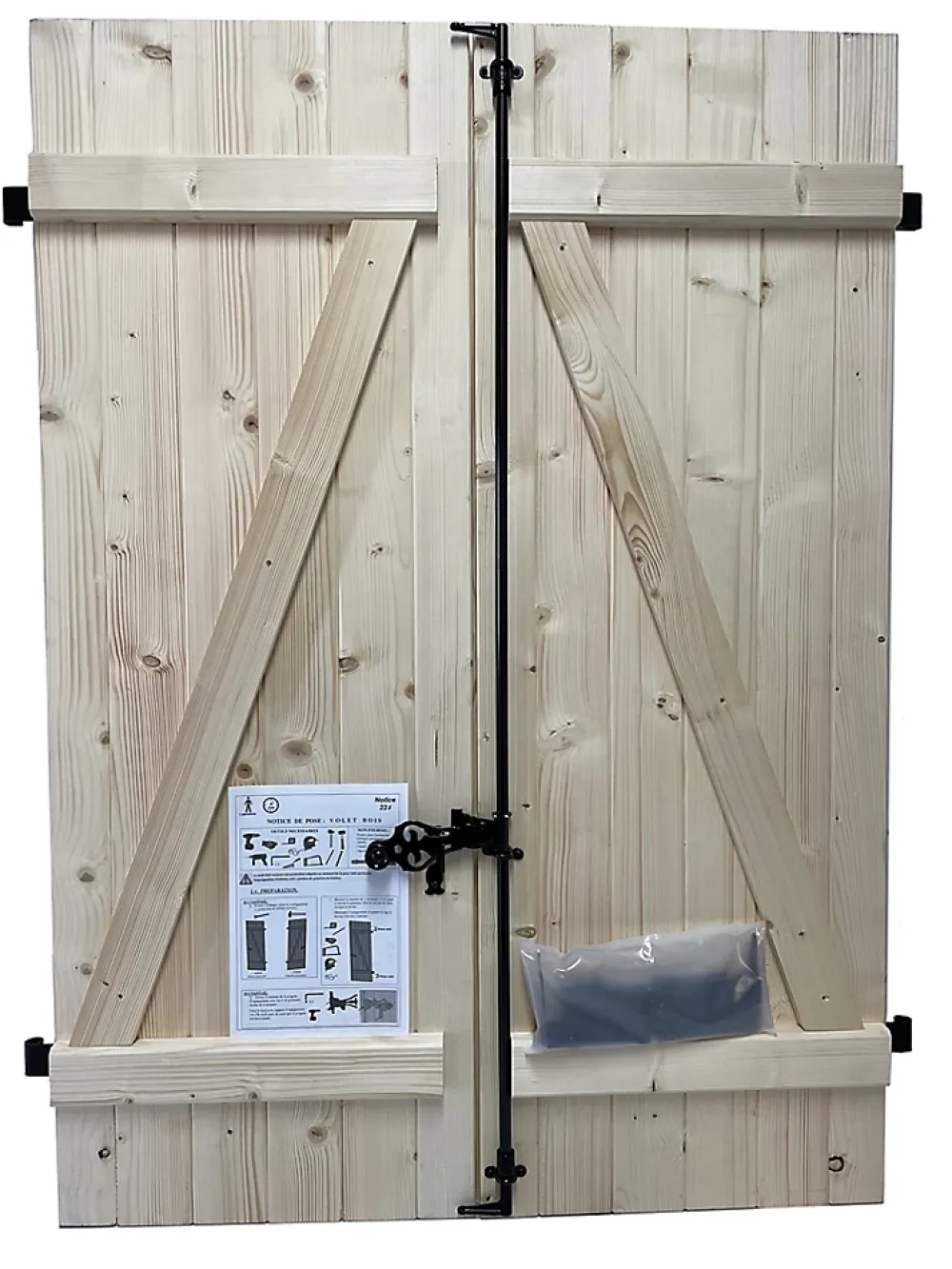 Volet Battant<Volet battant acier et bois naturel - l.120 x H.135 cm - 2 vantaux