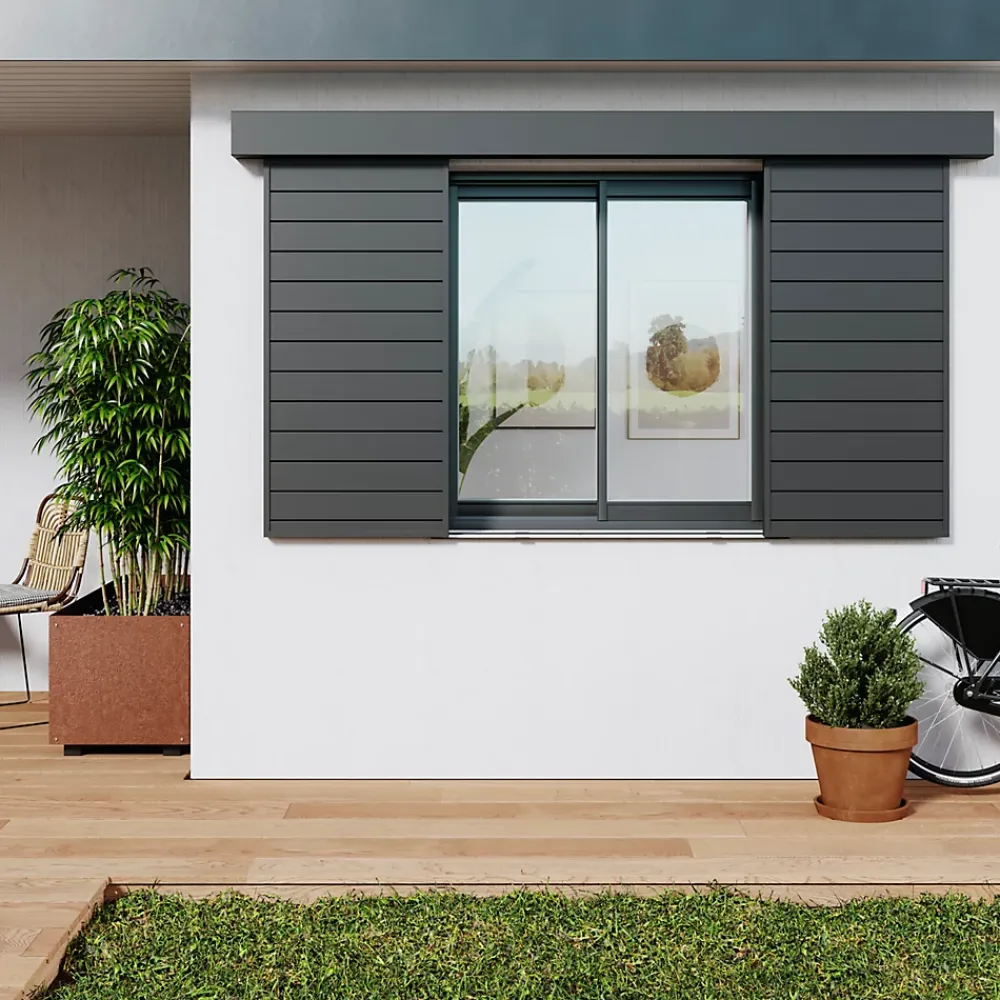 Fortia Volet Coulissant<Volet coulissant aluminium anthracite - l.90 x H.155 cm - 2 vantaux