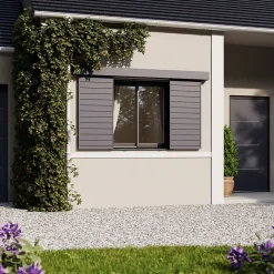 Fortia Volet Coulissant<Volet coulissant aluminium anthracite - l.100 x H.135 cm - 2 vantaux