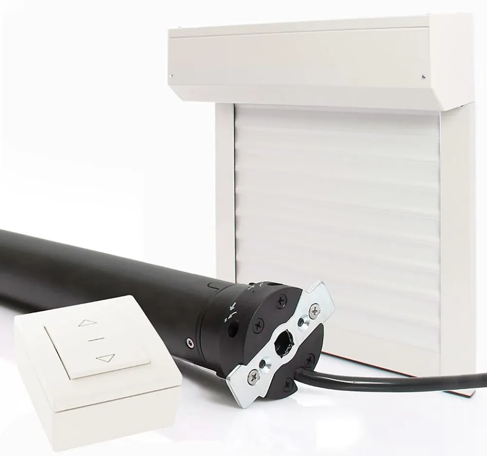 Avosdim Volet Roulant Électrique Filaire - Alu Blanc - L240 x H215 cm - Motorise avec commande murale - Recoupable- Volet Roulant