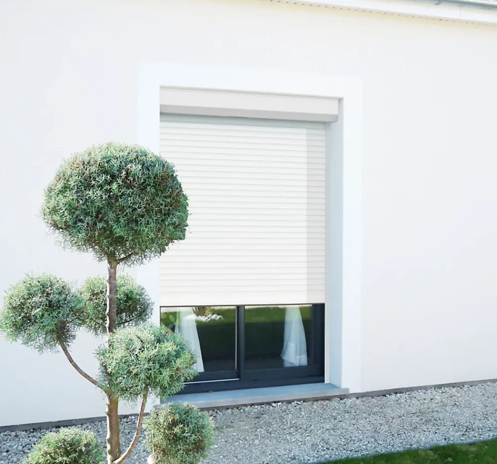 Avosdim Volet Roulant Électrique Filaire - Alu Blanc - L240 x H215 cm - Motorise avec commande murale - Recoupable- Volet Roulant