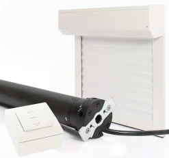 Avosdim Volet Roulant<Volet Roulant Électrique Filaire - Alu Blanc - L120 x H155 cm - Motorise avec commande murale - Recoupable