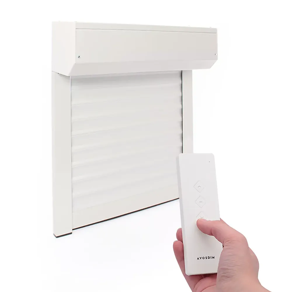 Avosdim Volet Roulant<Volet Roulant Électrique Radio - Alu Blanc - L240 x H215 cm - Motorise avec telecommande incluse - Recoupable