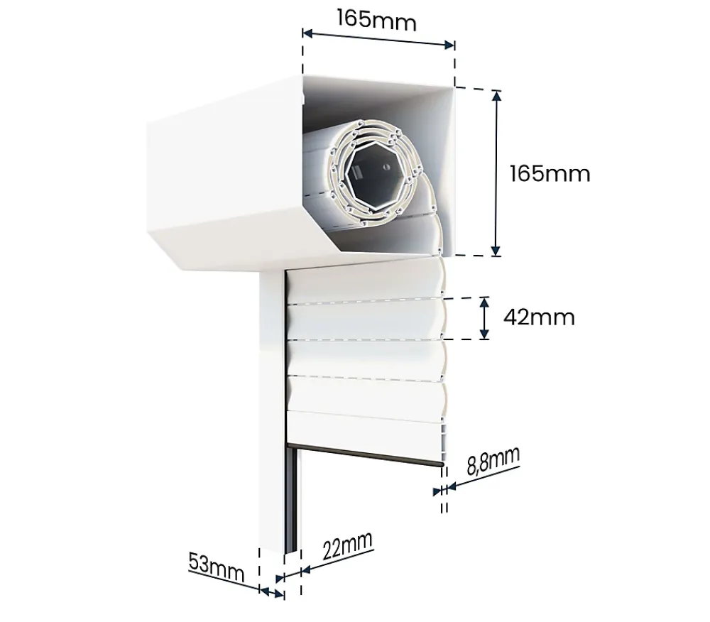 Avosdim Volet Roulant Électrique Radio - Alu Blanc - L180 x H215 cm - Motorise - Recoupable- Volet Roulant