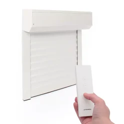 Avosdim Volet Roulant Électrique Radio - Alu Blanc - L150 x H220 cm - Motorise avec telecommande incluse - Recoupable- Volet Roulant